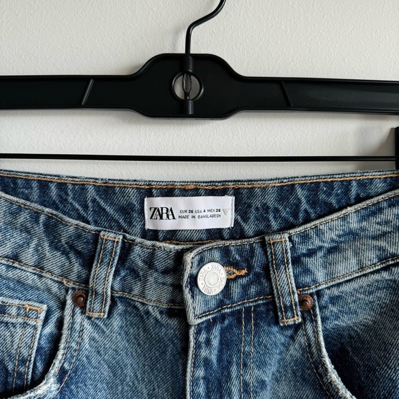 ZARA Distressed Mom Fit Blue Jeans Size 4 - Picture 4 of 8